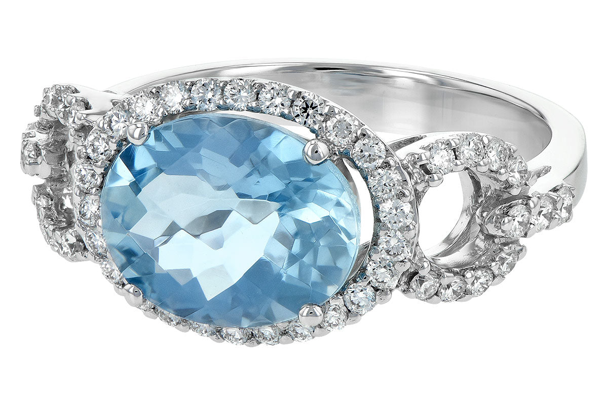 Allison Kaufman Aquamarine & Diamond Ring in 14K White Gold, 2.31 ctw, alternate view