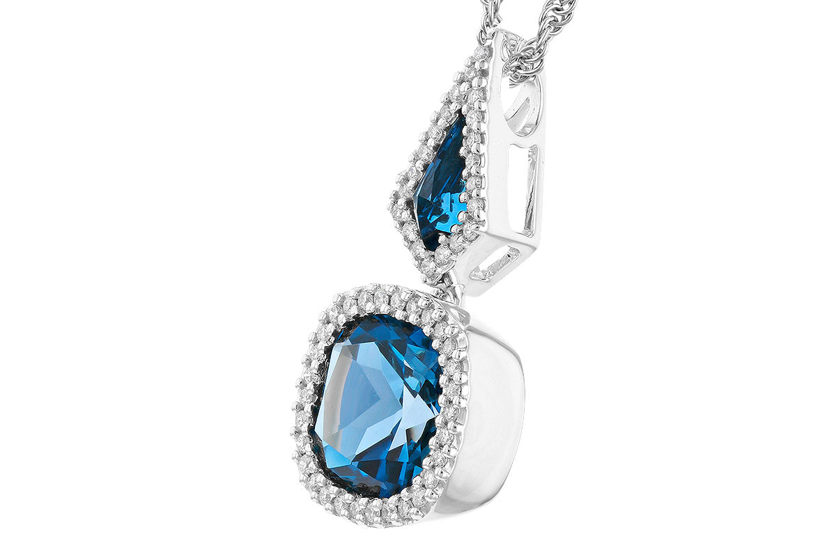 Allison Kaufman London Blue Topaz & Diamond Necklace in 14K White Gold, 2.40 ctw (N8397), alternate view