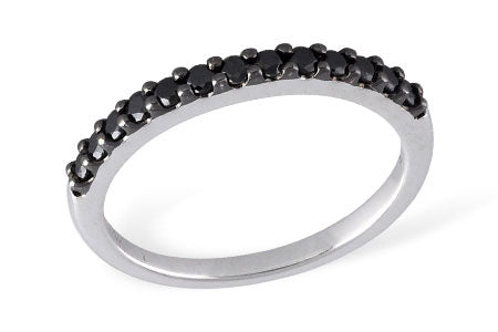 Allison Kaufman Black Diamond Wedding Band in 14K White Gold, 0.29 ctw