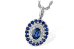 Allison Kaufman Sapphire & Diamond Necklace in 14K White Gold, 1.25 ctw