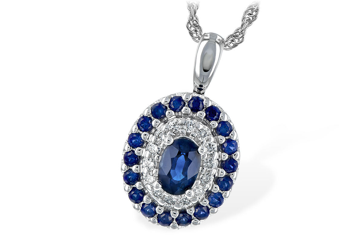 Allison Kaufman Sapphire & Diamond Necklace in 14K White Gold, 1.25 ctw