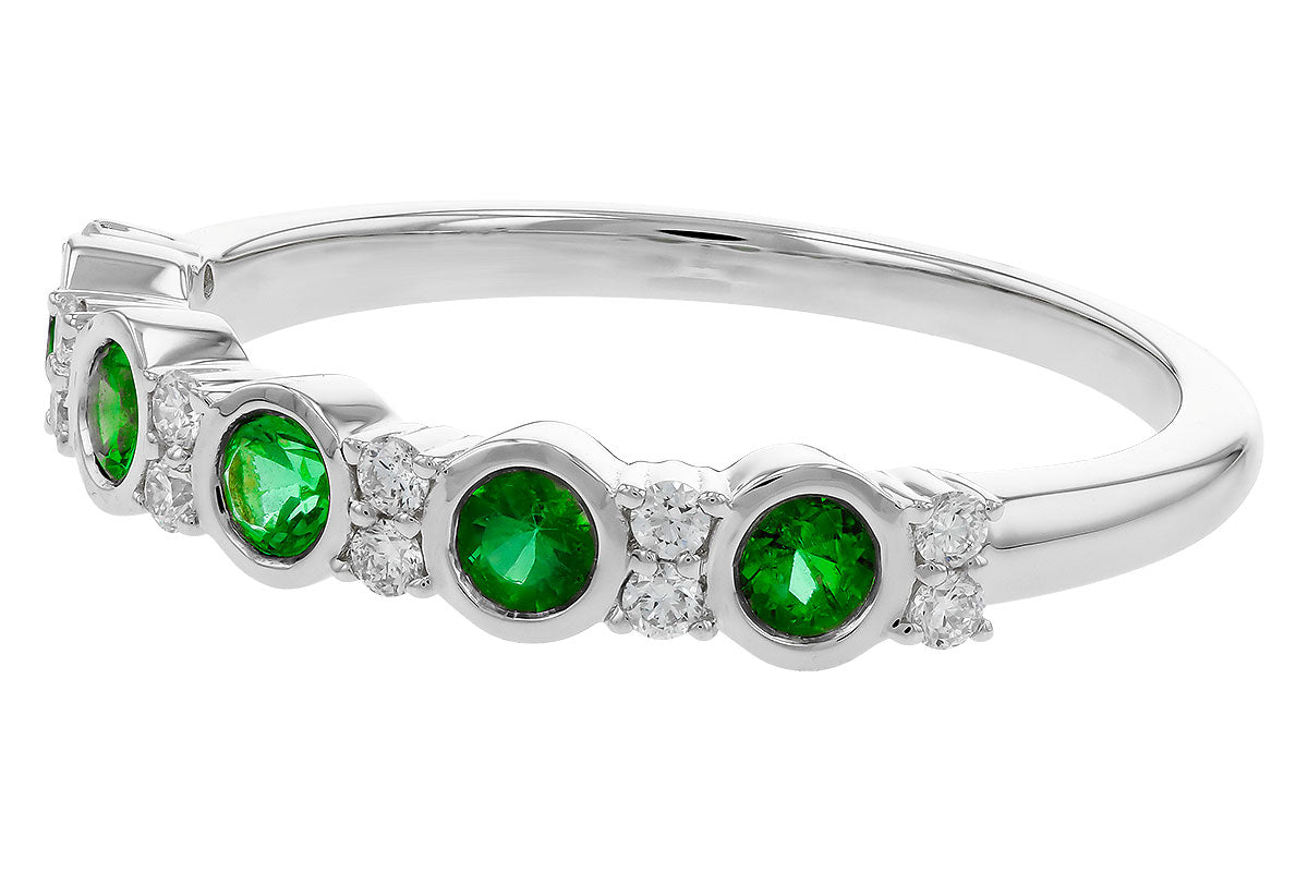 Allison Kaufman Emerald & Diamond Wedding Band in 14K White Gold, 0.40 ctw, alternate view
