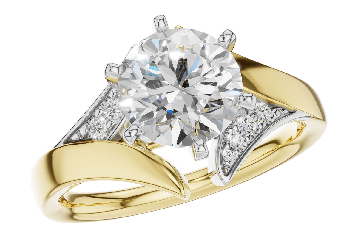 Allison Kaufman Diamond Engagement Ring Semi-Mount in 14K Yellow & White Gold, 0.06 ctw