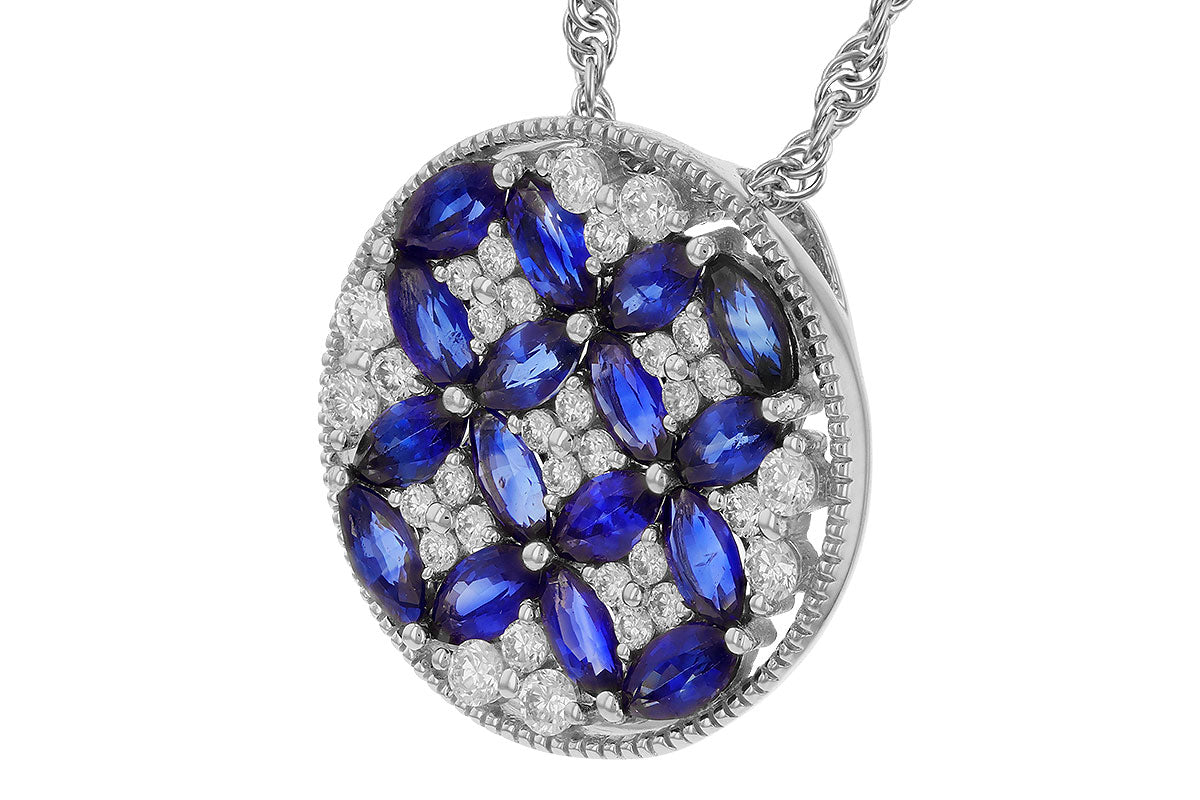 Allison Kaufman Sapphire & Diamond Necklace in 14K White Gold, 1.95 ctw, alternate view