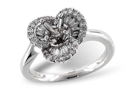 Allison Kaufman Baguette Diamond Engagement Ring Semi-Mount in 14K White Gold, 0.50 ctw (L7259)