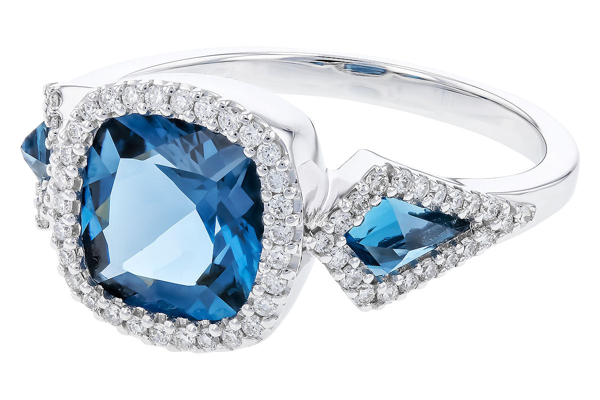 Allison Kaufman London Blue Topaz & Diamond Ring in 14K White Gold, 2.72 ctw, alternate view