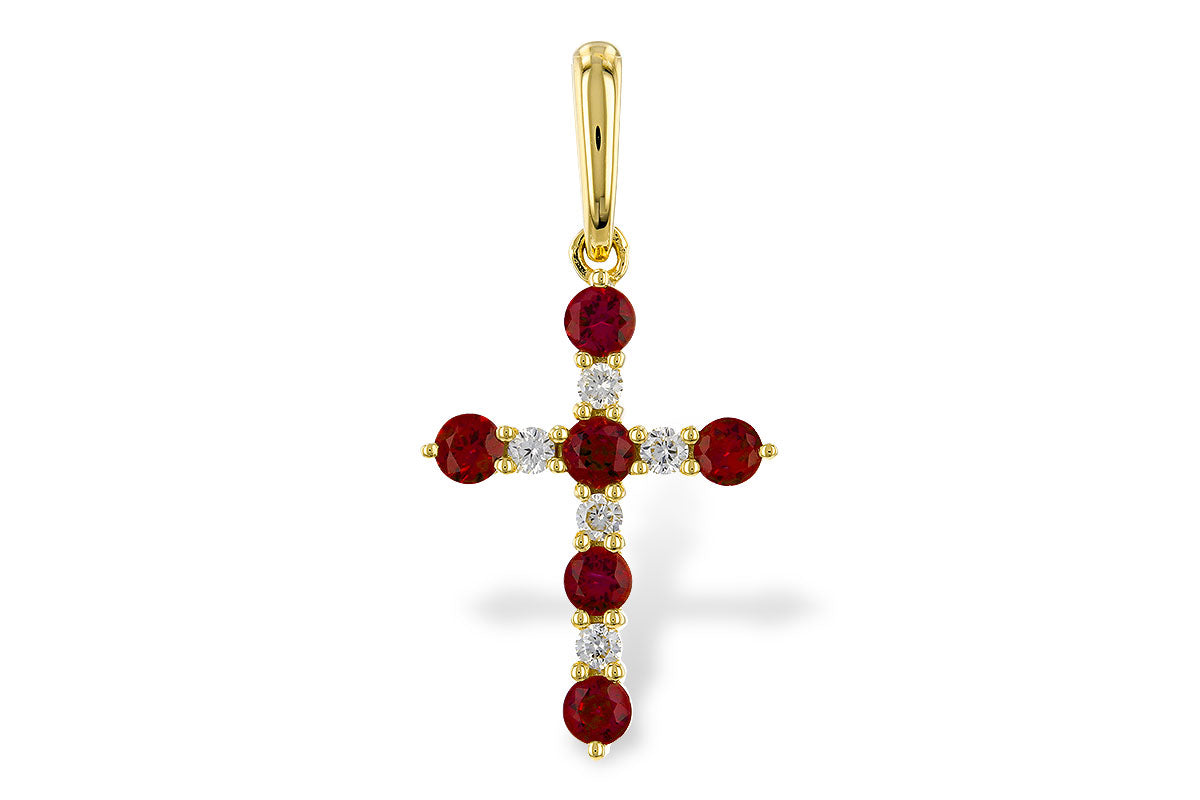 Allison Kaufman Ruby & Diamond Pendant in 14K Yellow Gold, 0.42 ctw
