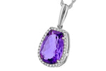 Allison Kaufman Amethyst & Diamond Necklace in 14K White Gold, 3.15 ctw, alternate view