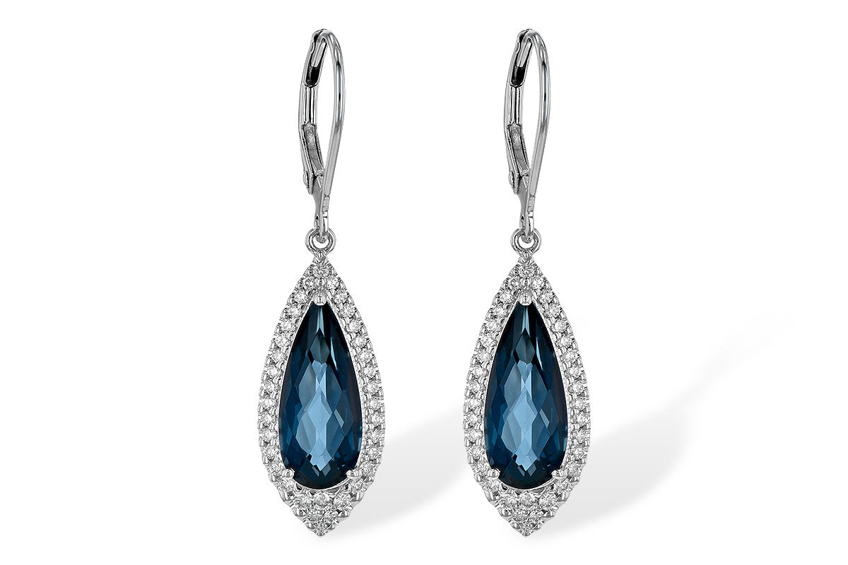 Allison Kaufman London Blue Topaz & Diamond Earrings in 14K White Gold, 5.42 ctw