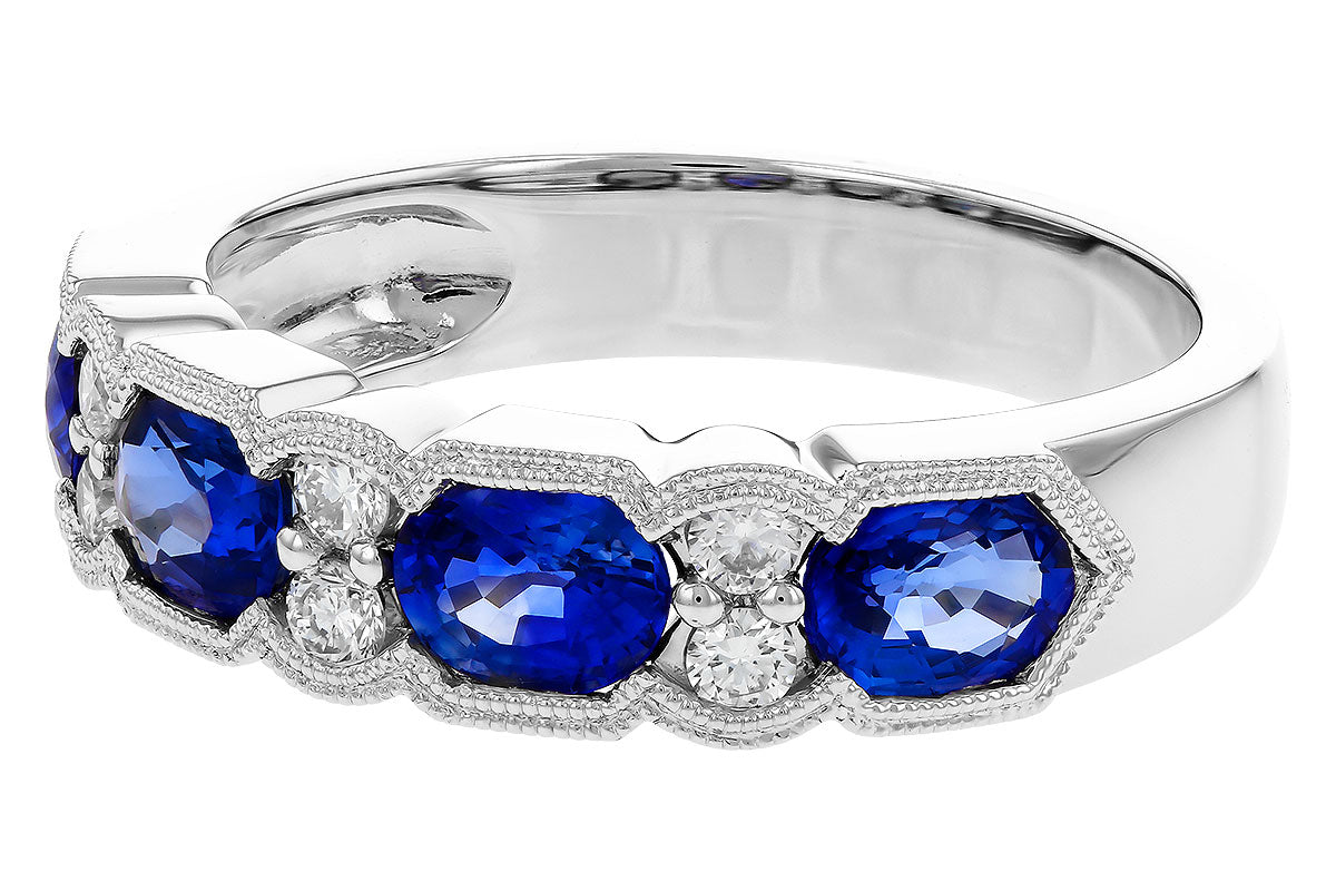 Allison Kaufman Sapphire & Diamond Wedding Band in 14K White Gold, 1.90 ctw (W2295), alternate view