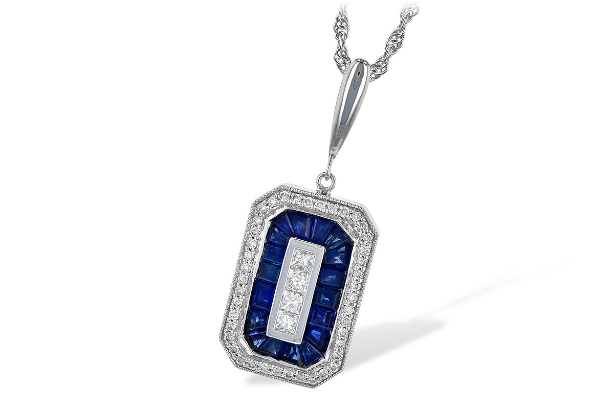 Allison Kaufman Sapphire & Diamond Necklace in 14K White Gold, 1.41 ctw