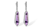 Allison Kaufman Amethyst & Diamond Earrings in 14K White Gold, 4.47 ctw