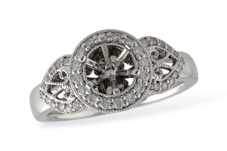 Allison Kaufman Diamond Engagement Ring Semi-Mount in 14K White Gold, 0.24 ctw (L7604)