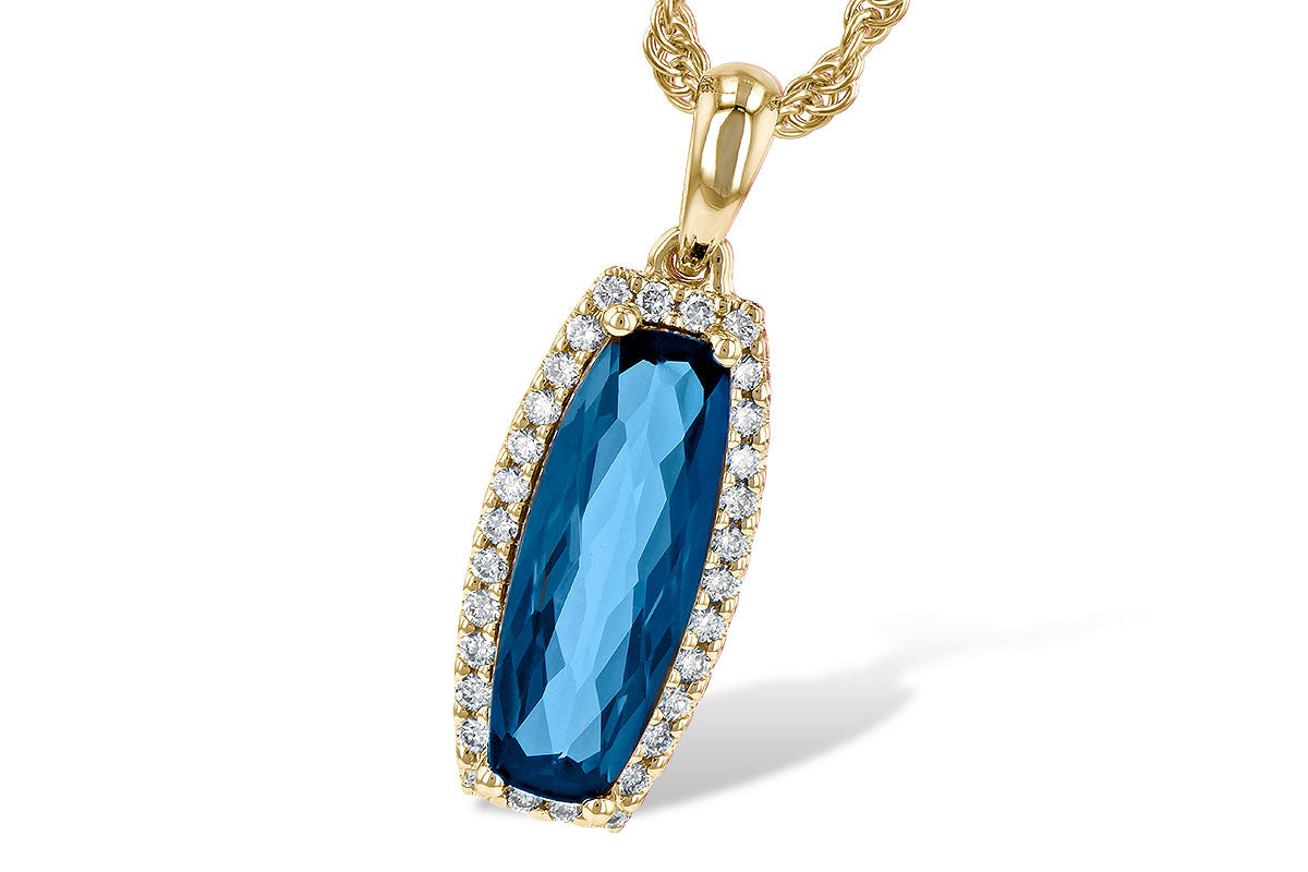 Allison Kaufman London Blue Topaz & Diamond Necklace in 14K Yellow Gold, 1.70 ctw (N8169)