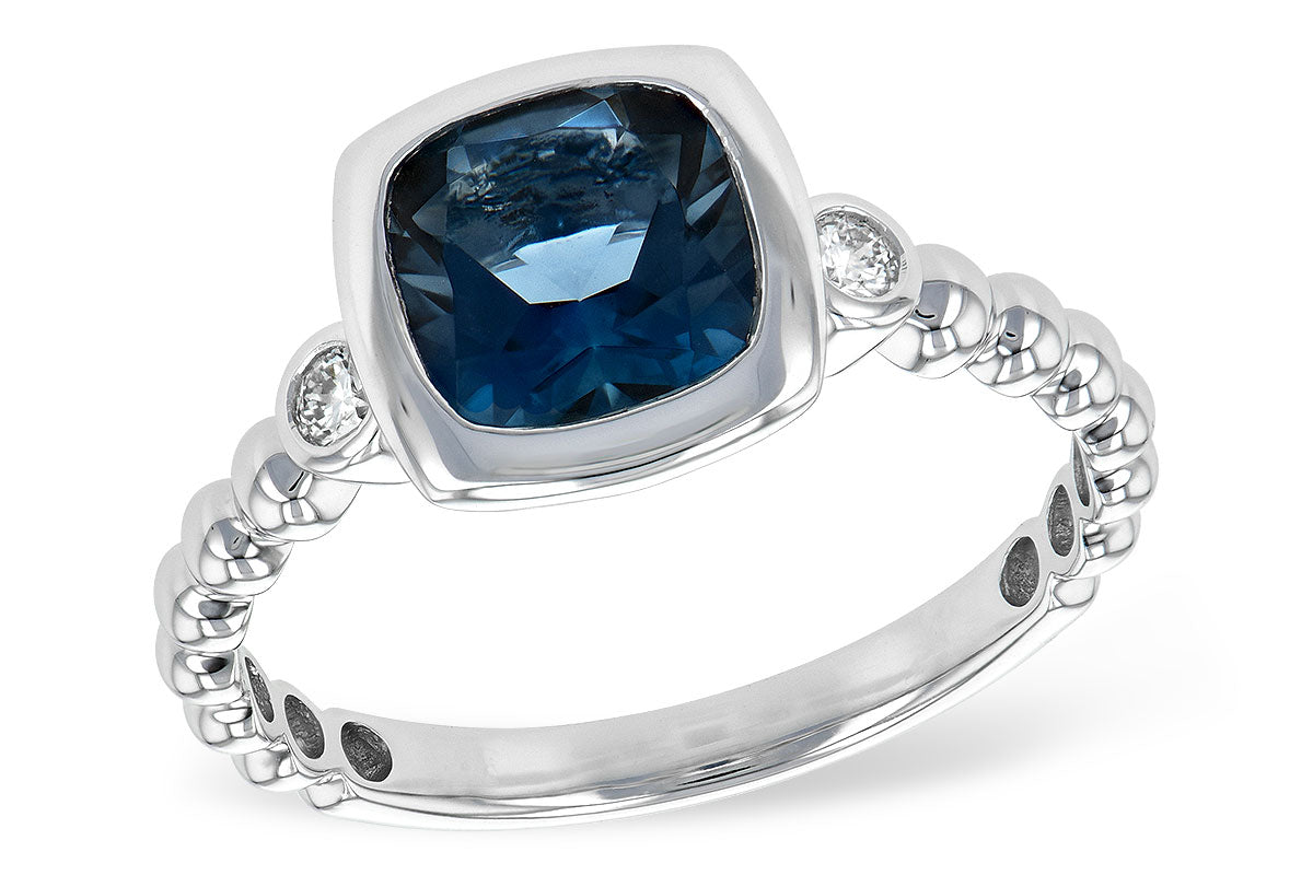 Allison Kaufman London Blue Topaz & Diamond Ring in 14K White Gold, 1.66 ctw
