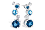Allison Kaufman Blue Topaz & Diamond Earrings in 14K White Gold, 2.40 ctw