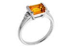 Allison Kaufman Citrine & Diamond Ring in 14K White Gold, 1.55 ctw, alternate view