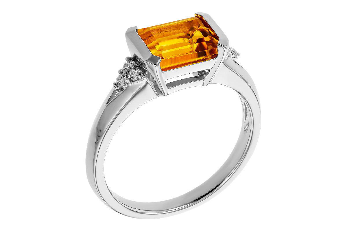 Allison Kaufman Citrine & Diamond Ring in 14K White Gold, 1.55 ctw, alternate view