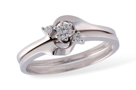 Allison Kaufman Diamond Bridal Set in 14K White Gold, 0.10 ctw (S7360)