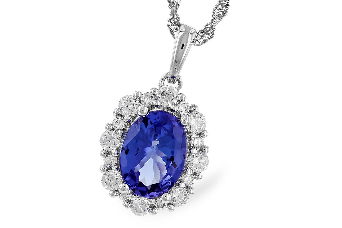 Allison Kaufman Tanzanite & Diamond Necklace in 14K White Gold, 1.32 ctw