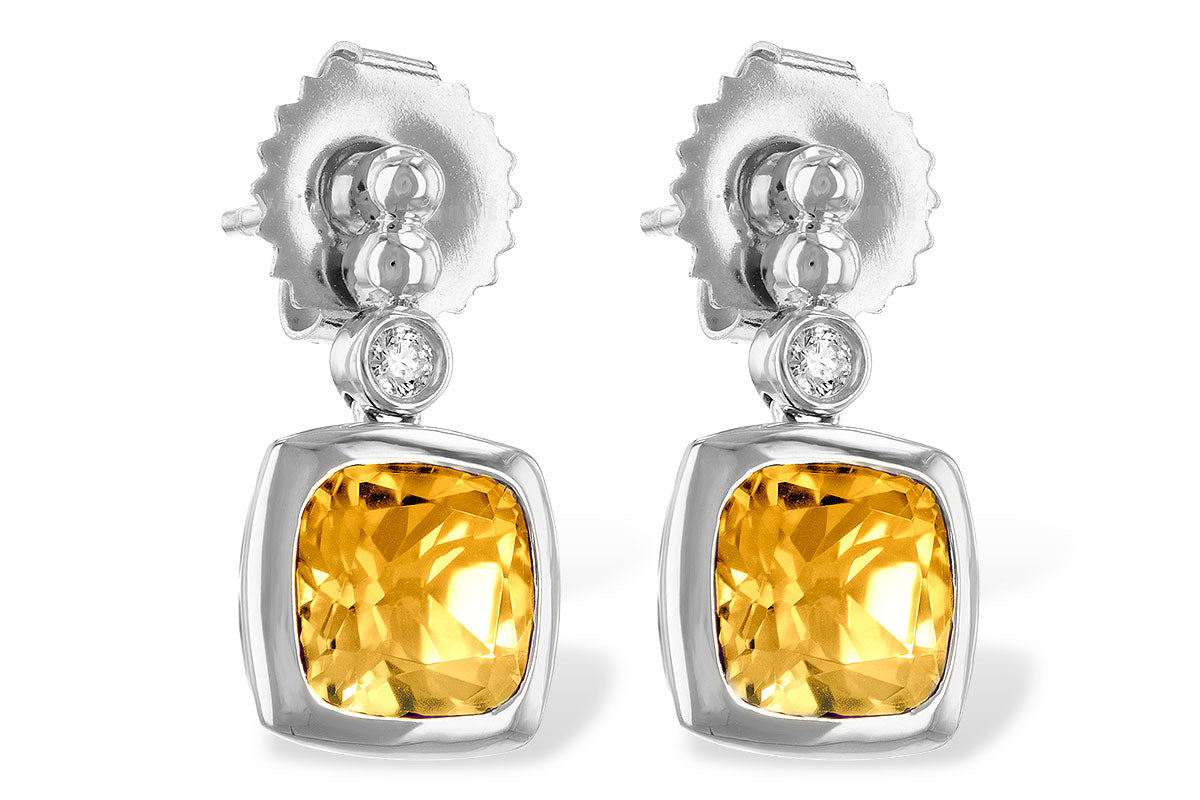 Allison Kaufman Citrine & Diamond Earrings in 14K White Gold, 1.70 ctw