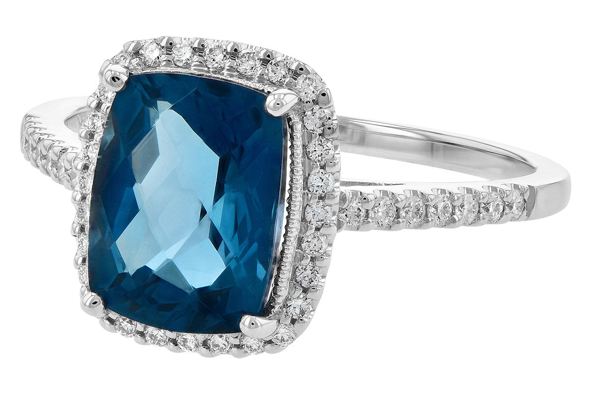 Allison Kaufman London Blue Topaz & Diamond Ring in 14K White Gold, 2.62 ctw, alternate view