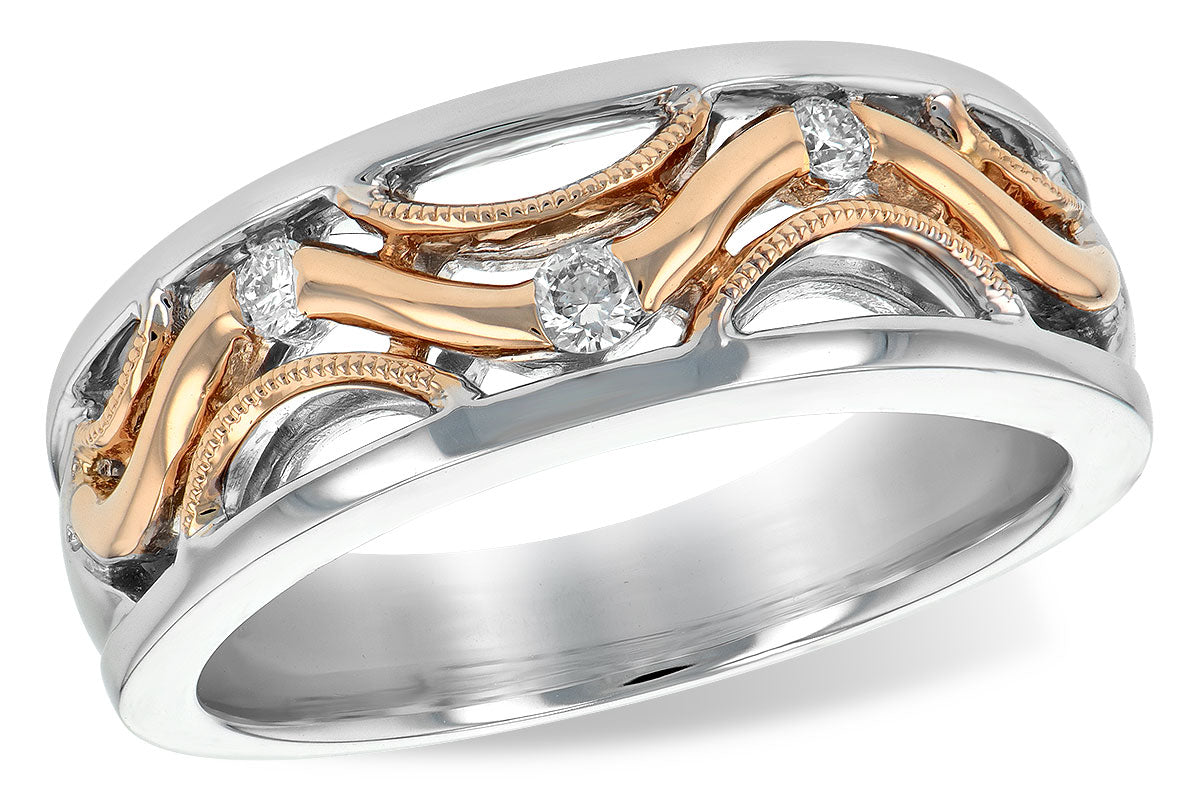 Allison Kaufman Diamond Wedding Band in 14K Two-Tone Gold, 0.10 ctw (W1783)