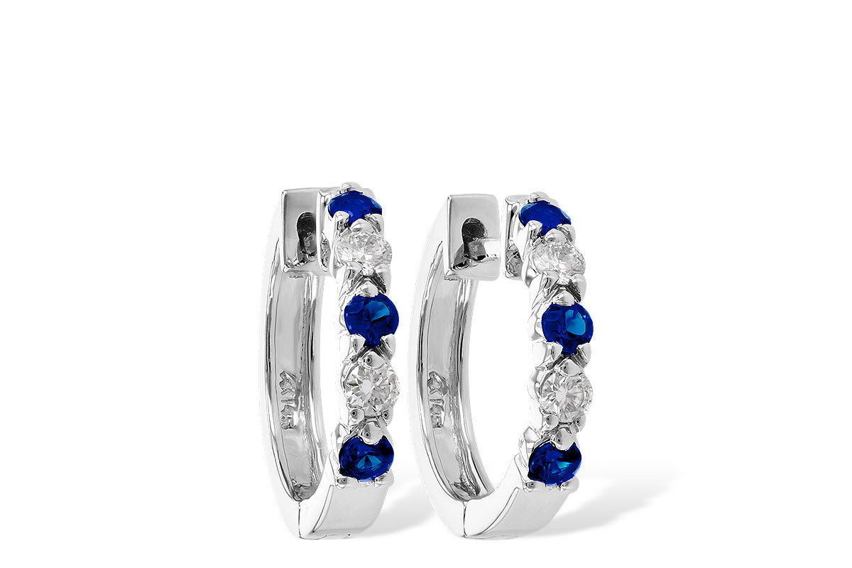 Allison Kaufman Sapphire & Diamond Earrings in 14K White Gold, 0.52 ctw