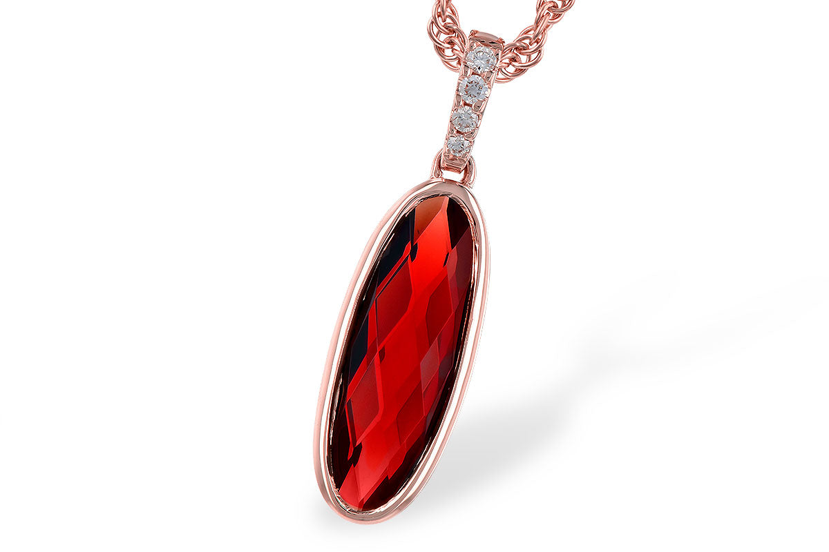 Allison Kaufman Garnet & Diamond Necklace in 14K Rose Gold, 2.05 ctw (N8330)