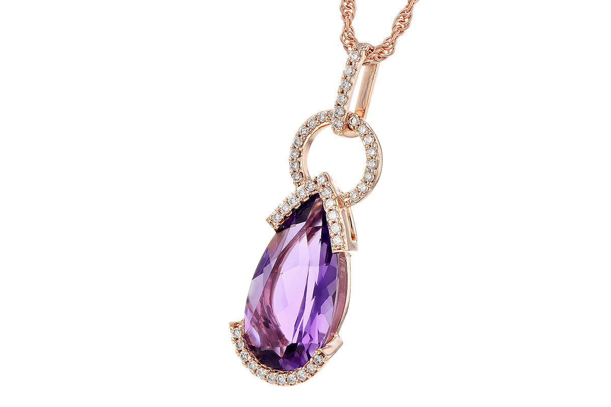Allison Kaufman Amethyst & Diamond Necklace in 14K Rose Gold, 2.58 ctw, alternate view