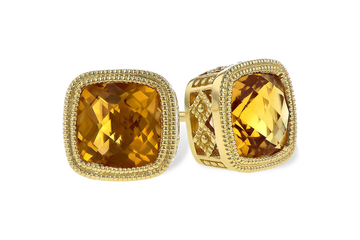 Allison Kaufman Citrine Earrings in 14K Yellow Gold, 1.70 ctw