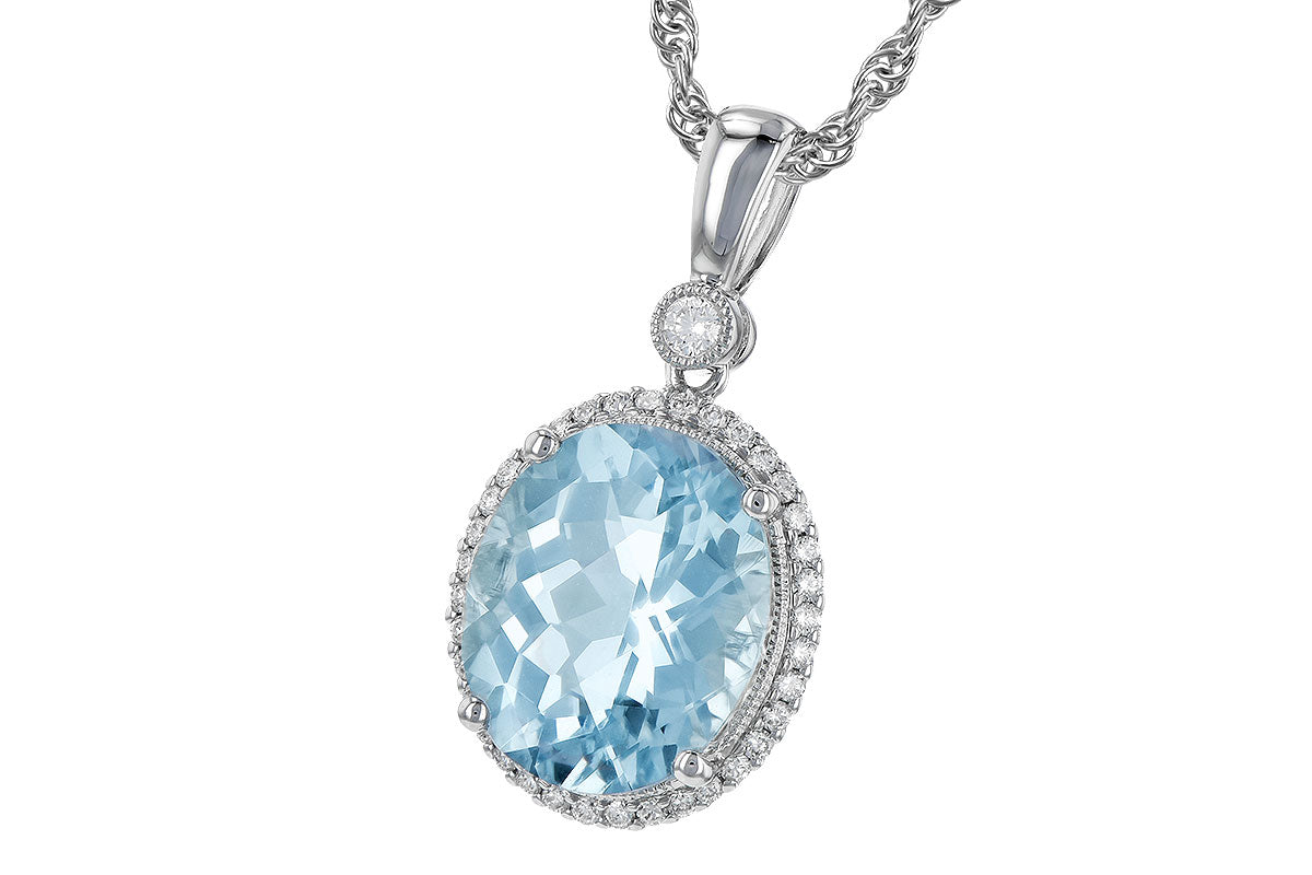 Allison Kaufman Aquamarine & Diamond Necklace in 14K White Gold, 4.28 ctw, alternate view