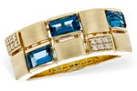 Allison Kaufman London Blue Topaz & Diamond Ring in 14K Yellow Gold, 1.00 ctw