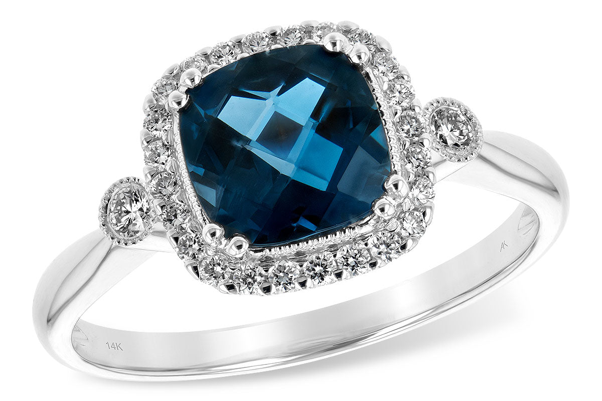 Allison Kaufman London Blue Topaz & Diamond Ring in 14K White Gold, 1.78 ctw