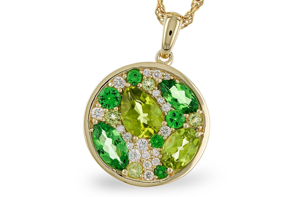 Allison Kaufman Peridot, Tsavorite & Diamond Necklace in 14K Yellow Gold, 2.37 ctw