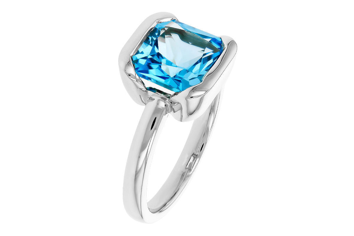 Allison Kaufman Blue Topaz Ring in 14K White Gold, 3.50 ctw, alternate view