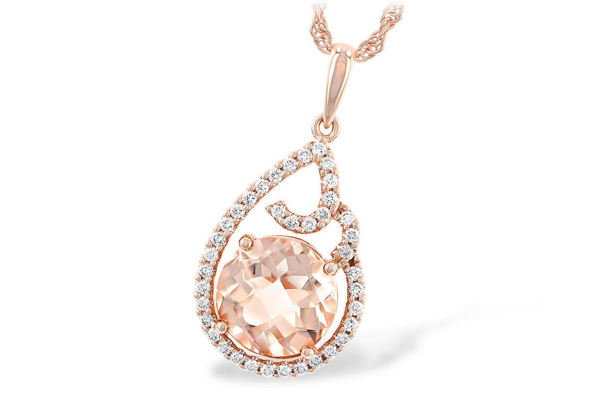 Allison Kaufman Morganite & Diamond Necklace in 14K Rose Gold, 3.14 ctw
