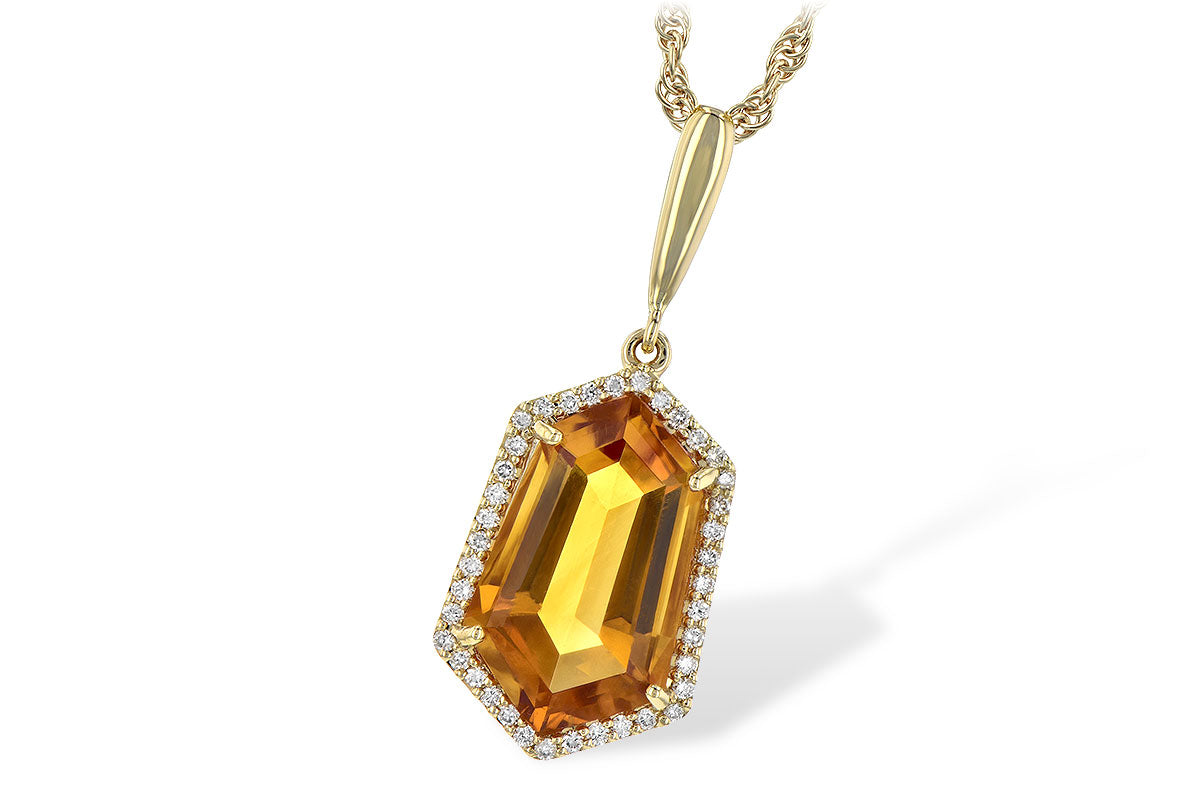 Allison Kaufman Citrine & Diamond Necklace in 14K Yellow Gold, 3.80 ctw