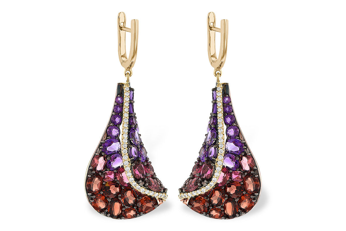 Allison Kaufman Multi-Gemstone & Diamond Earrings in 14K Yellow Gold, 6.74 ctw