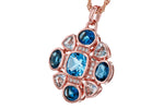 Allison Kaufman Blue Topaz & Diamond Necklace in 14K Rose Gold, 3.25 ctw, alternate view