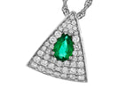Allison Kaufman Emerald & Diamond Necklace in 14K White Gold, 0.60 ctw