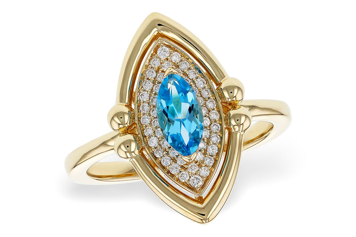 Allison Kaufman Blue Topaz & Diamond Ring in 14K Yellow Gold, 0.70 ctw