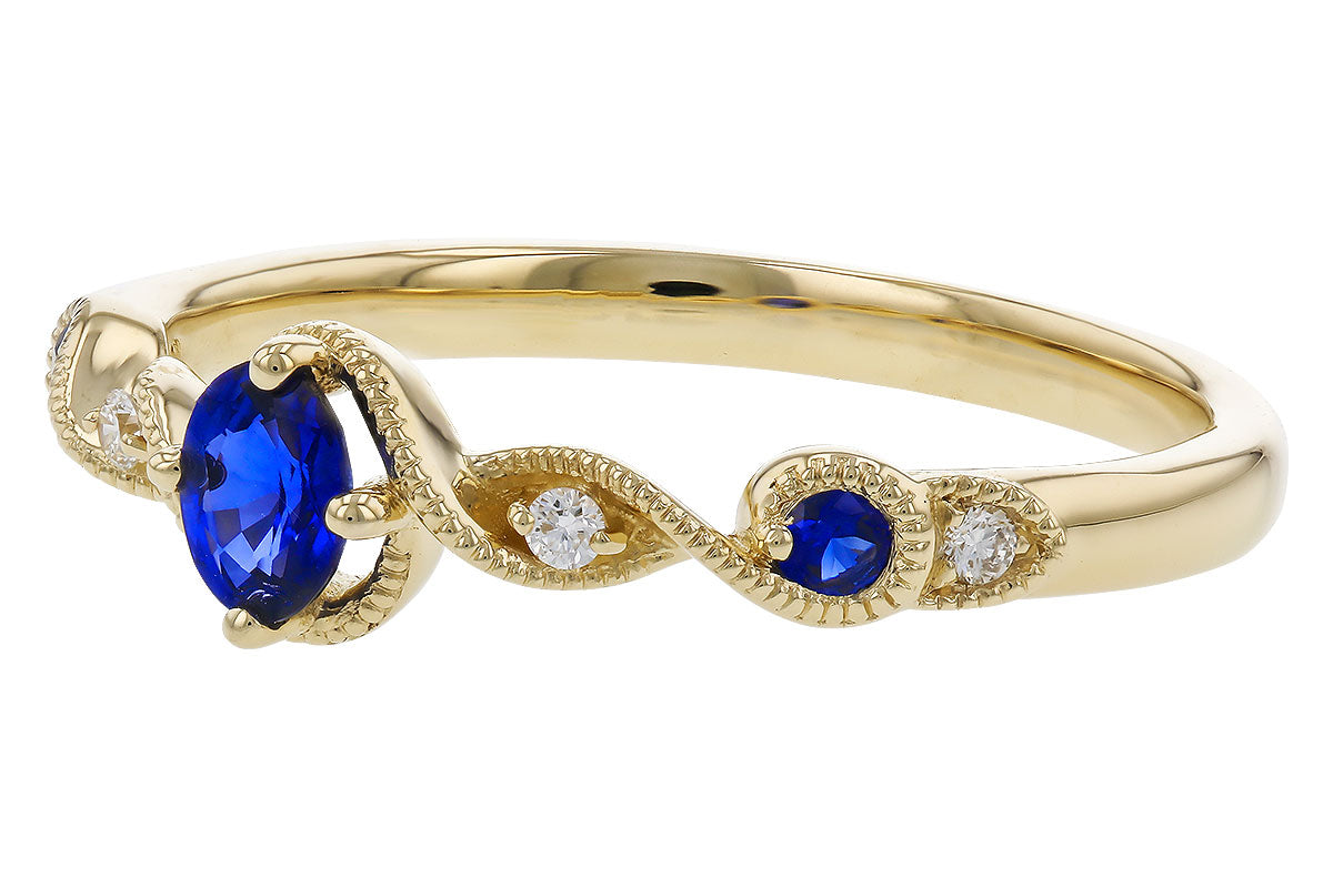 Allison Kaufman Sapphire & Diamond Ring in 14K Yellow Gold, 0.34 ctw, alternate view