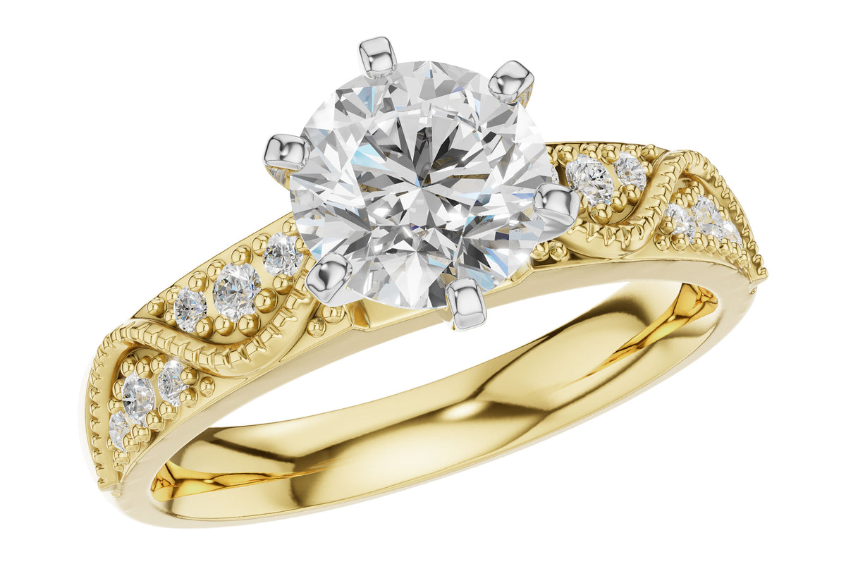 Allison Kaufman Diamond Engagement Ring Semi-Mount in 14K Yellow Gold, 0.12 ctw (L7950)