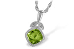 Allison Kaufman Peridot & Diamond Necklace in 14K White Gold, 1.02 ctw