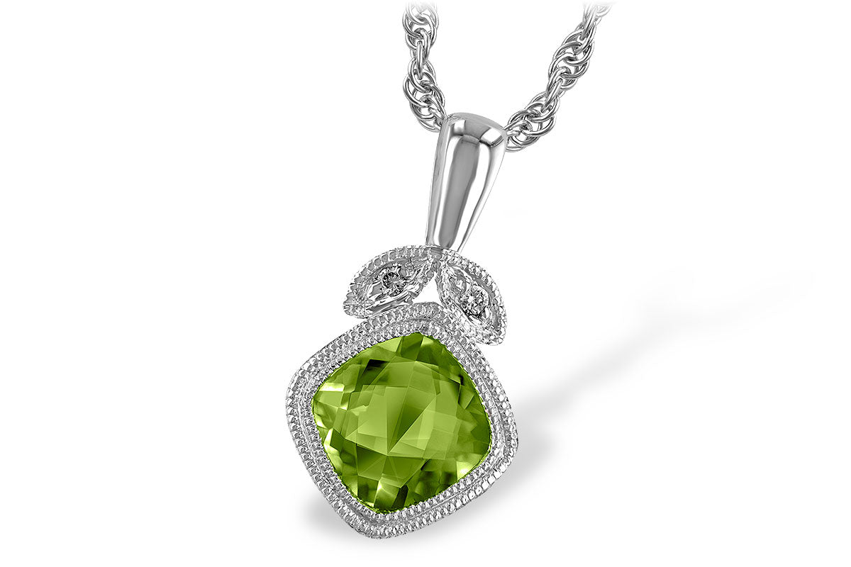 Allison Kaufman Peridot & Diamond Necklace in 14K White Gold, 1.02 ctw