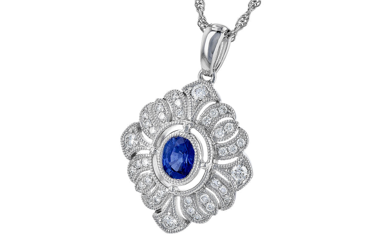 Allison Kaufman Sapphire & Diamond Necklace in 14K White Gold, 0.72 ctw, alternate view