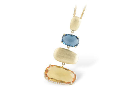 Allison Kaufman Citrine, Blue Topaz & Diamond Necklace in 14K Yellow Gold, 11.04 ctw