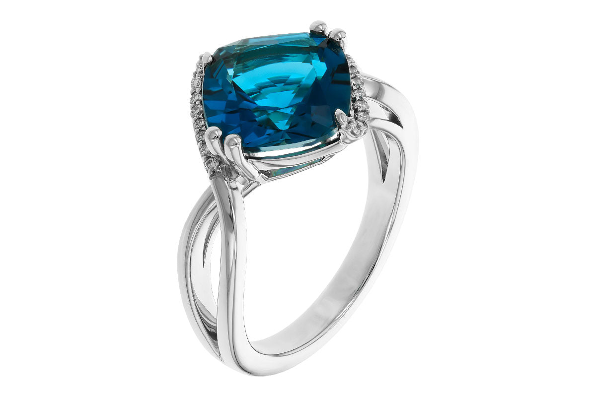 Allison Kaufman London Blue Topaz & Diamond Ring in 14K White Gold, 4.50 ctw, alternate view