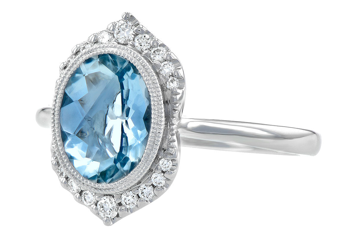 Allison Kaufman Aquamarine & Diamond Ring in 14K White Gold, 1.70 ctw, alternate view